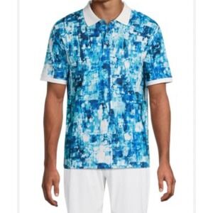 Robert Graham Godino Classic Fit Abstract Print Polo Shirt Slate Blue XS New